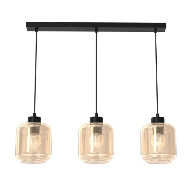 Lampa Sufitowa SOMBRA Czarny Brązowy Szklane Klosze 3xE27 60x90cm Wisząca
