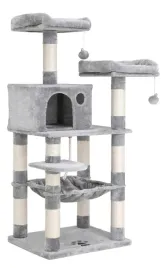 solidny-drapak-domek-dla-kota-z-wysokimi-legowiskami-jaskinia-143-cm-szary
