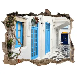 fototapeta-dziura-na-sciane-3d-greckie-uliczki