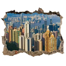 fototapeta-dziura-na-sciane-3d-hongkong-panorama
