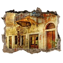 fototapeta-dziura-na-sciane-3d-uliczki-w-grecji