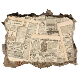 fototapeta-dziura-na-sciane-starodawna-gazeta