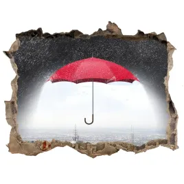 fototapeta-dziura-na-sciane-parasol-nad-miastem