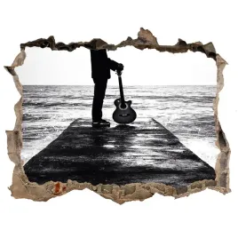 fototapeta-dziura-na-sciane-gitarzysta-na-molo