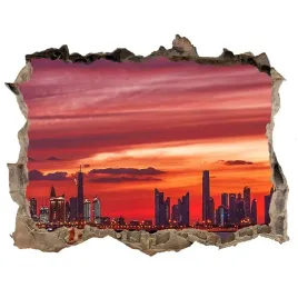fototapeta-dziura-na-sciane-3d-zachod-slonca-dubaj