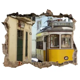 fototapeta-dziura-na-sciane-tramwaj-z-lizbony