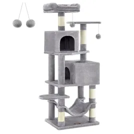 drapak-domek-dla-kota-platformy-legowiska-wielopoziomowe-jasnoszare-155-cm