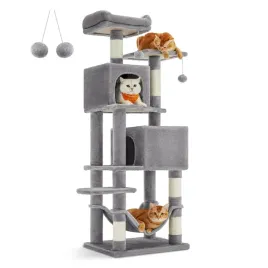 drapak-dla-kota-z-platformami-i-legowiskami-wielopoziomowy-szary-155-cm