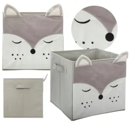 Zdjęcie produktu Kosz pojemnik organizer TEKSTYLNY dla dzieci na zabawki SZARY LISEK 29x29cm