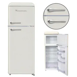 lodowka-ravanson-lkk-210rc-retro-bezowa-kremowa-pojemna-led-cicha
