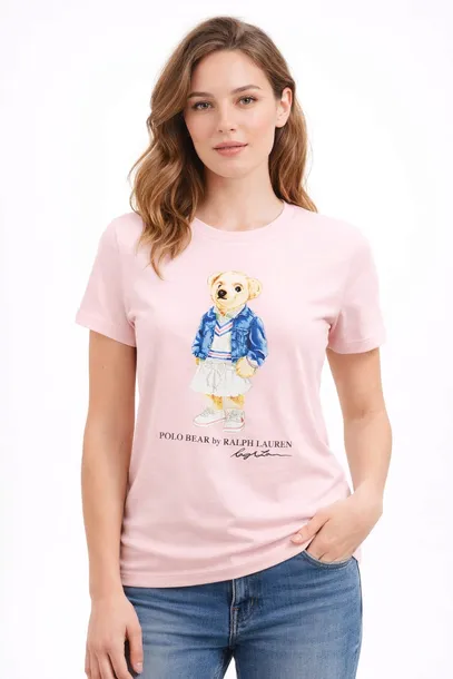 Koszulka Polo Ralph Lauren Bear T-shirt Pudrowy Róż L Taliowana
