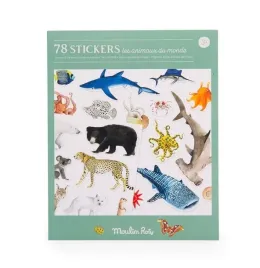 moulin-roty-zestaw-naklejek-zwierzetaswiata-78szt
