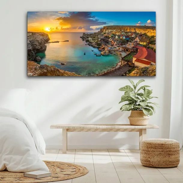 obraz-na-plotnie-scienny-140x70-malta-wyspa-wioska-format-poziomy