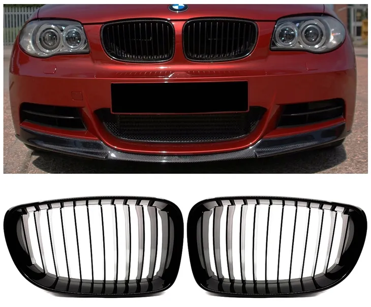 grill-nerki-bmw-1-e82-e87-e88-lci-czarny-polysk-stan-nowy-numer-katalogowy-czesci-003gb-nerki-w-gril-bmw-e81-e82-e87-e88-2007-2012-po-lifcie-czarny-poylsk-gloss-black-shadow