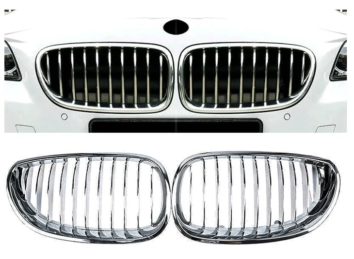 nerki-atrapa-grill-srebrny-chrom-bmw-e60-e61-m5-stan-nowy-kolor-srebrny