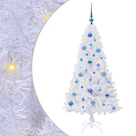 sztuczna-choinka-z-150-diodami-led-bialy-150-cm-pvc-i-stal