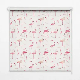 roleta-wolnowiszaca-flamingi-i-ich-piora-100x100cm