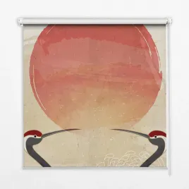 roleta-gladka-zurawie-o-zachodzie-slonca-100x100cm