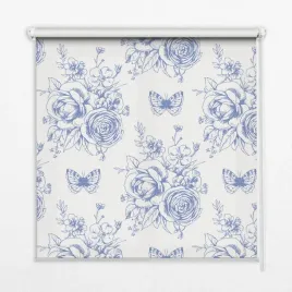 roleta-gladka-140x140cm-niebieskie-kwiaty-i-motyle