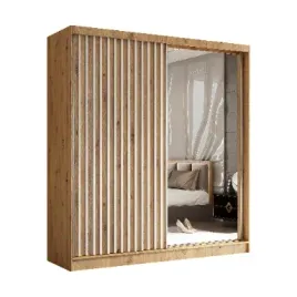 szafa-dwudrzwiowa-200-cm-dab-artisan-lustro-biale-lamele-lam200