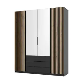 szafa-4-drzwi-200-cm-3-szuflady-czarna-lustra-lamele-evoke-kaja