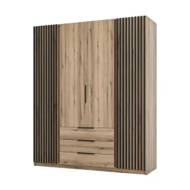 szafa-czterodrzwiowa-200-cm-3-szuflady-dab-evoke-lamele-kaja