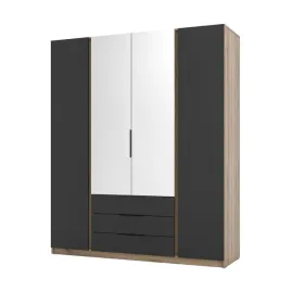 szafa-czterodrzwiowa-200cm-3-szuflady-czarny-dab-evoke-lustra-kaja