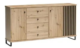 komoda-z-szufladami-183-cm-dab-artisan-lamele-czarne-nogi-cl20