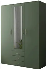 szafa-trzydrzwiowa-z-lustrem-3-szuflady-150-cm-zielona-olaf