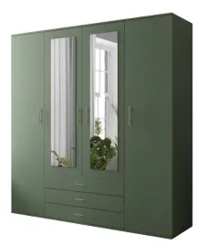 szafa-czterodrzwiowa-z-lustrami-3-szuflady-200-cm-zielona-olaf
