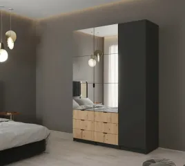 szafa-modulowa-z-lustrem-6-szuflad-150-cm-czarna-dab-wotan-jaxon