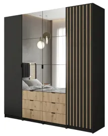 szafa-modulowa-z-lustrem-6-szuflad-200-cm-czarna-dab-wotan-jaxon