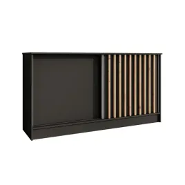 komoda-przesuwna-161-cm-czarna-z-lamelami-dab-artisan-lam