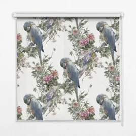 roleta-scienna-sufitowa-okienna-papugi-na-kwiatach