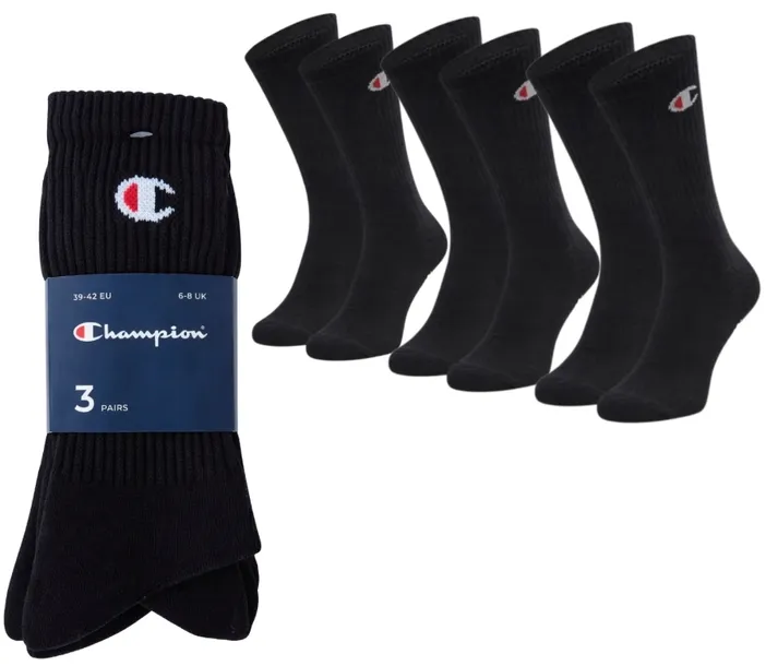 CHAMPION Skarpety sportowe długie 3PAK r. 43/46 czarne
