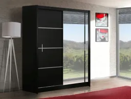 szafa-przesuwna-vista-150-dwudrzwiowa-lustro-polki-drazki-czarna