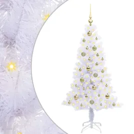 sztuczna-choinka-z-150-diodami-led-bialy-150-cm-pvc-i-stal