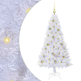 sztuczna-choinka-z-150-diodami-led-bialy-150-cm-pvc-i-stal