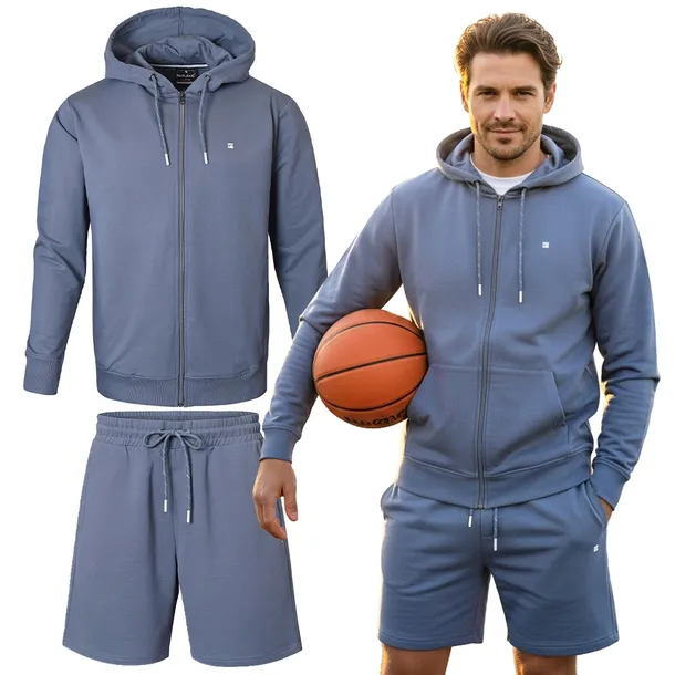 DRES Męski KOMPLET XL Bawełniany Bluza z Kapturem i Krótkie Spodenki