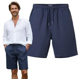 szorty-spodenki-lniane-meskie-z-wiskoza-na-lato-tape-granat-l-pako-jeans