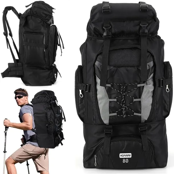 Plecak Turystyczny Wodoodporny 80L Trekkingowy Duży Lekki Survival