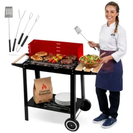 grill-weglowy-ogrodowy-na-kolach-polki-gril-na-brykiet-bbq-akcesoria
