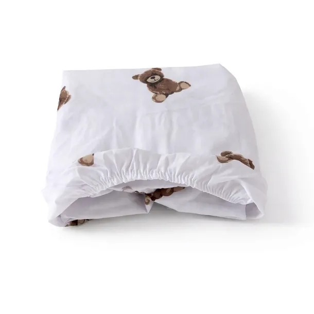 Bawełniane prześcieradło z gumką do łóżeczka 60x120 Sweet Teddy