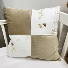 poduszka-patchwork-4040-lovely-bird-z-velvetem-cappucino