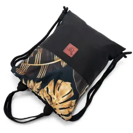 wodoodporny-worko-plecak-2w1-zlote-kwiaty-black-lekki-modny