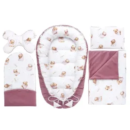 wyprawka-niemowleca-5-elementowa-white-sleeping-teddy-bear-old-rosa