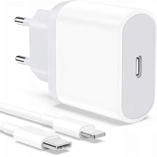 SZYBKA ŁADOWARKA DO IPHONE USB-C IPHONE LIGHTING KOSTKA 20W + KABEL 1M