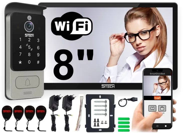 Wideodomofon do domu 5TECH Wi-Fi Verus One Plus czarny Czytnik + Szyfrator