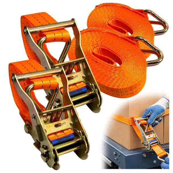 ZESTAW 2x PAS TRANSPORTOWY 8M 50MM 3T NAPINACZ PASY TRANSPORTOWE MOCUJĄCY