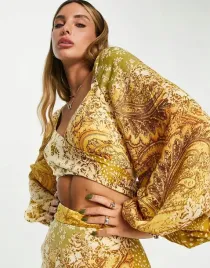 zolty-wiazany-top-z-wzorami-asos-design-xs